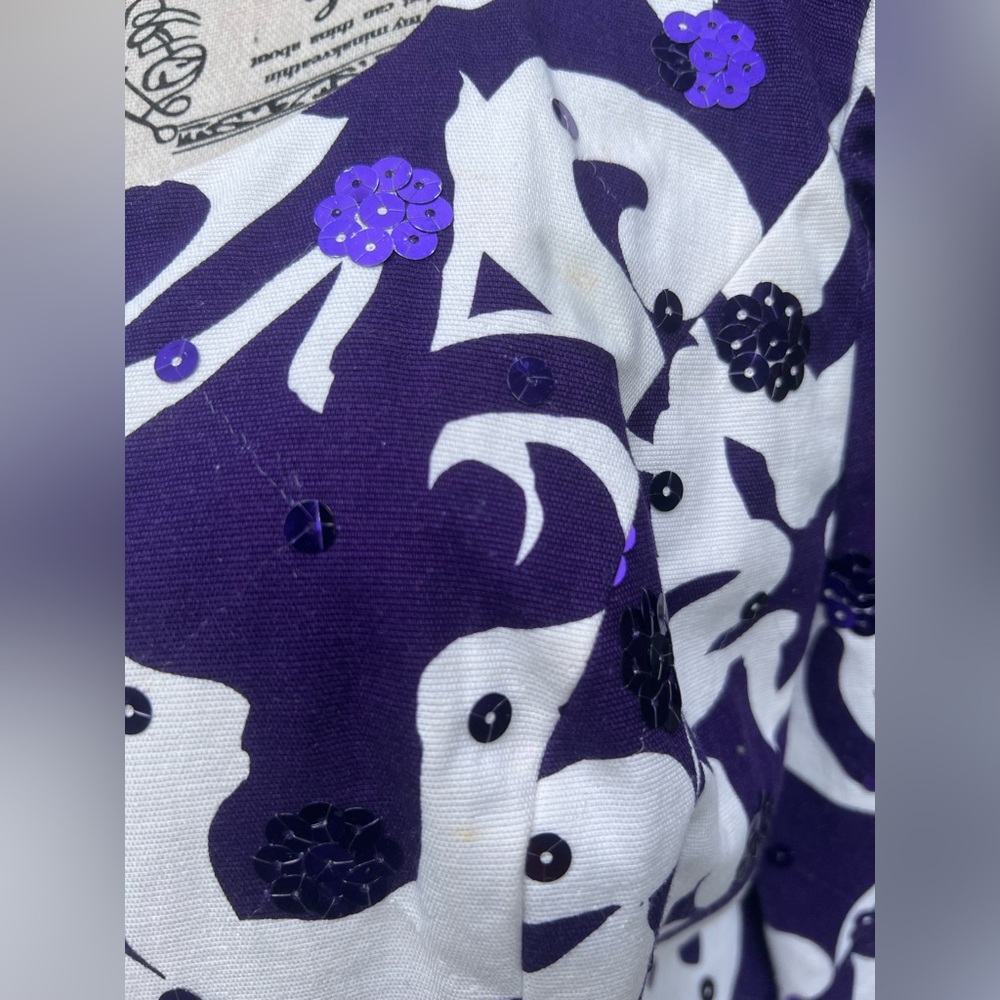 Vintage Rimini Purple and White sequined Skirt Suit Size 12 Fits 6-8 - Picture 7 of 16